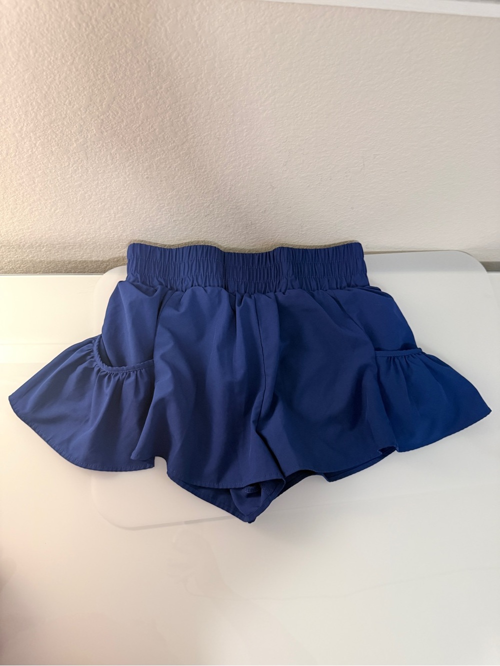 Womens Athletic Running Shorts 2.5" Flowy High Waisted Ruffle Shorts Navy